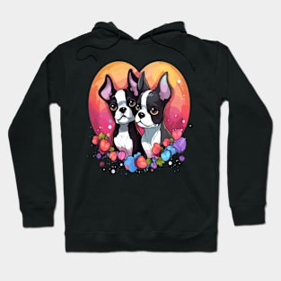 Boston Terrier Couple Valentine Hoodie